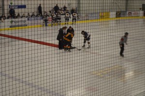 Ceremonial Puck Drop with Shane Corson, Gary Leeman and Elle & Kevin Morton.